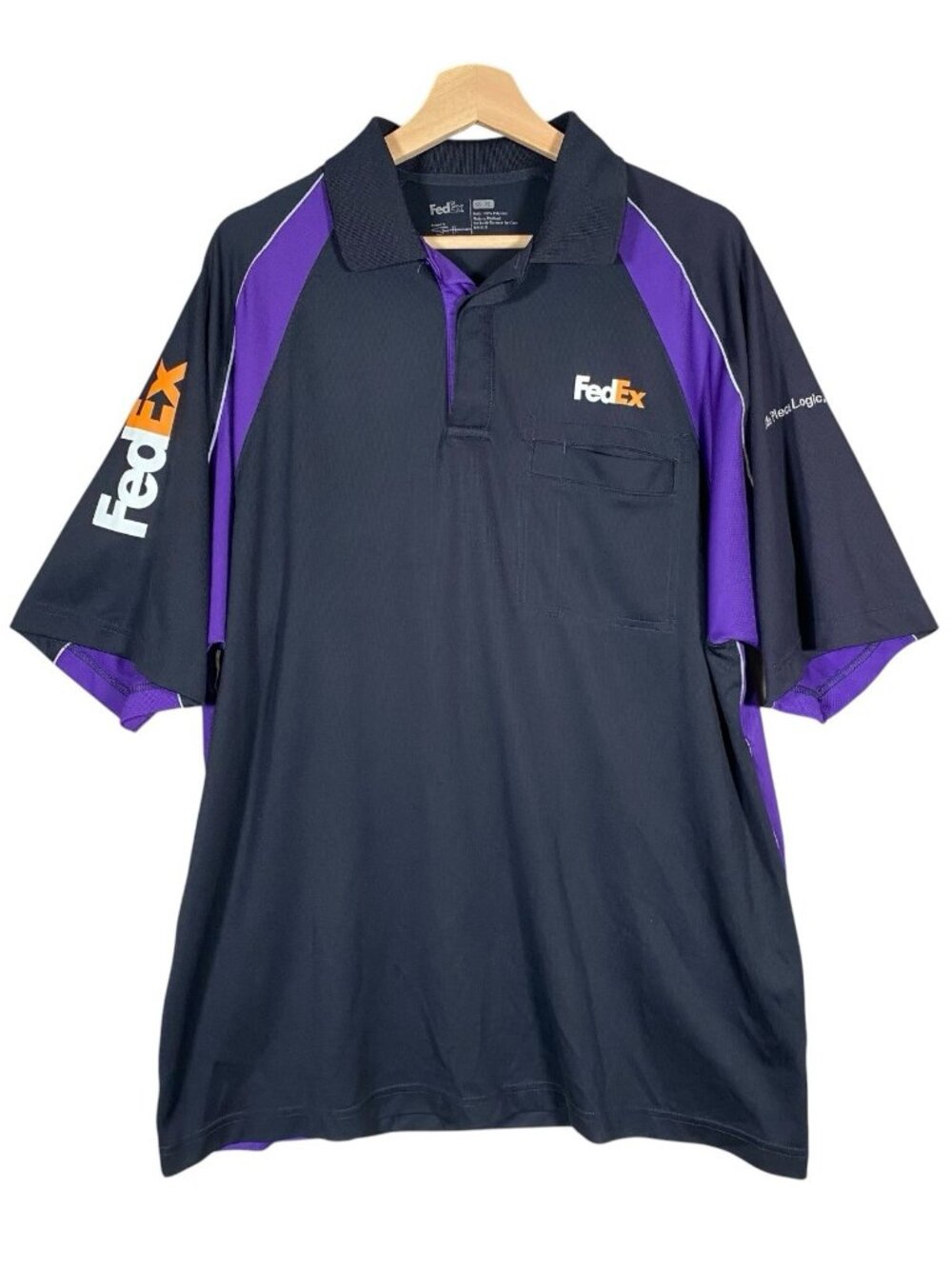 FedEx Polo Shirt Men's XL Employee Uniform Short Sleeve Side Piece Stan Herman